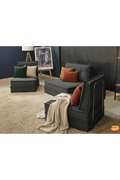 COLORMİX Modüler Katlanır Sünger Yer Yatağı Koltuk Takımı - 3'lü Fonksiyonel ...