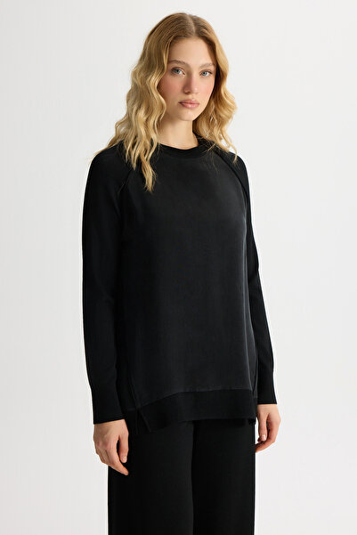 MISS DALIDA Ön Kısmı Cupro Tunik Siyah