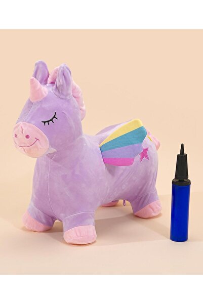 Fab N Funky Unicorn Inflatable Hopper, Soft Fabric Cover, Easy-Grip Horn and ...