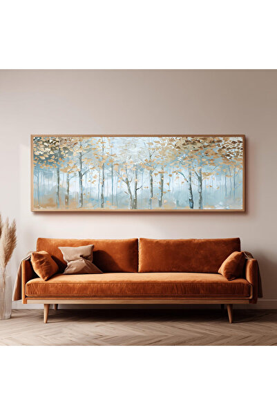 Dekorsiahome Ahşap Çerçeveli Panoramik Oturma Odası Salon Tablosu UZ0183