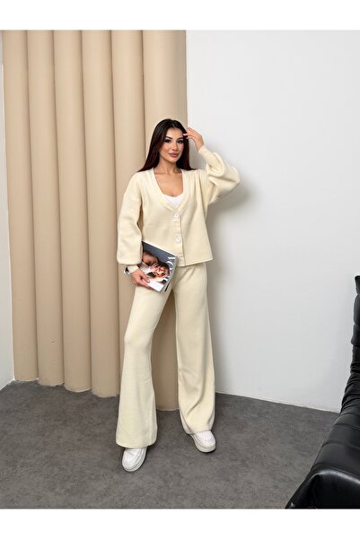 ikomteks Buttoned Knitwear Double Set