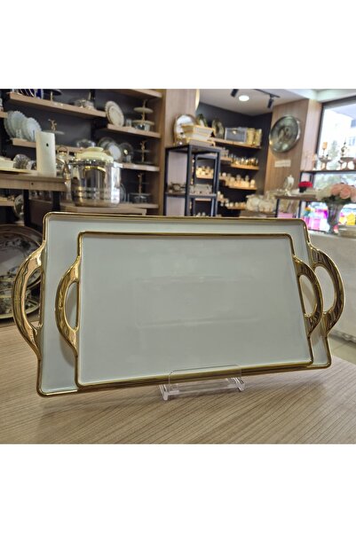 ERVA Arven Dikdörtgen Gold Sunum Tepsi - 45 cm