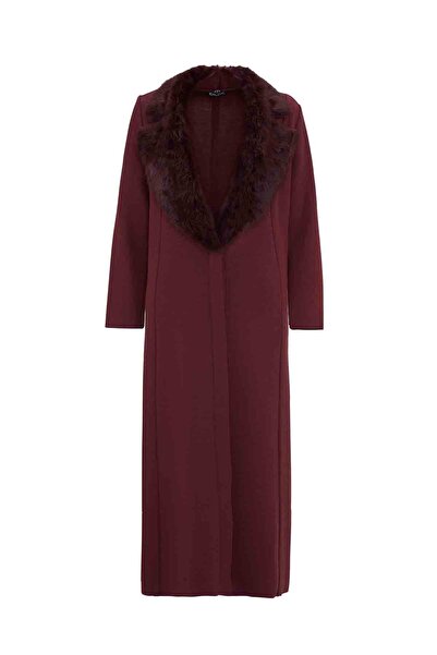 MISS DALIDA T26K-8003 Yakası Kürklü Bordo Ceket