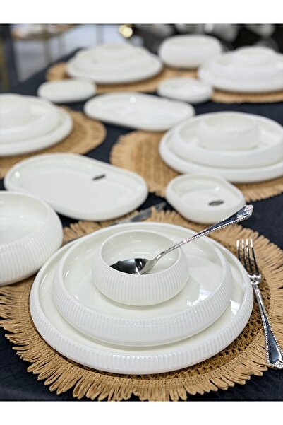 Ulus Home Bianco Line Saf Beyaz Acar Porselen Yemek Takımı – 26 Parça (6 Kişi...