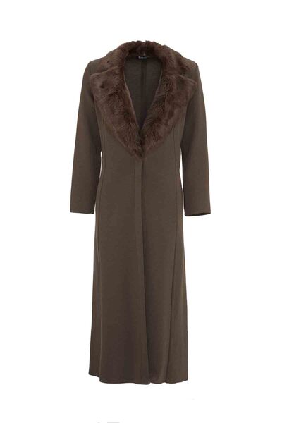 MISS DALIDA T26K-8003 Yakası Kürklü Kahverengi Ceket