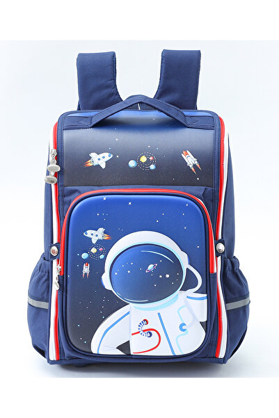 Fab N Funky Astronaut Themed Kids Backpack, Single Main Compartment, 2 Bottle...