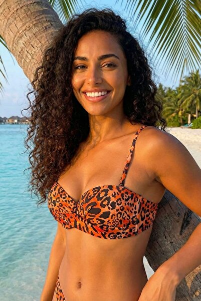 No Gossip Leopar Desenli Straplez Dolgulu Bikini Üstü - Ayarlanabilir Askılı ...