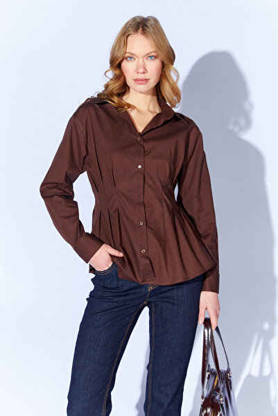 EDITION WOMAN Πλισέ πουκάμισο από ποπλίνα που εφαρμόζει στη μέση |   EK100161...