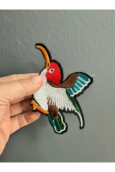 Gönülden Tasarım Aplicație brodată cu pasăre, cusută, 13x7 cm