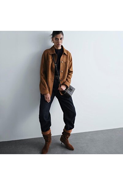 Desa Kadın Taba Gömlek Yakalı Düğmeli Süet Ceket