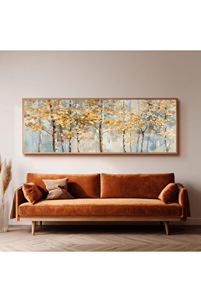 Dekorsiahome Ahşap Çerçeveli Panoramik Oturma Odası Salon Tablosu UZ0187