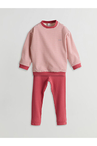 LC Waikiki Striped Baby Girl Sweatshirt and Leggings 2-Piece Set