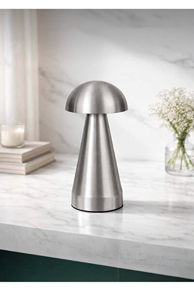 CEZVE HOME Dokunmatik Şarjlı 3 Kademeli Işıklı Gece Lambası USB Girişli Gümüş...