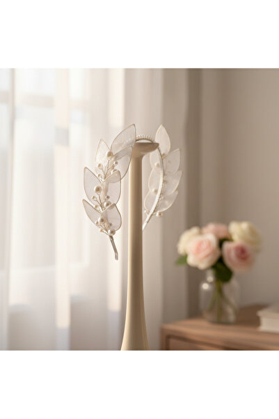 sibelle tasarım Helen gelin tacı, inci detaylı taç, el yapımı gelin aksesuarı