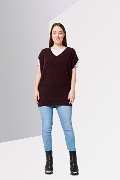 Harmont & Blaine Women V-Neck Knitteed Sweater, Maroon