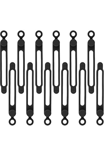 The Bros 12Pcs Black Silicone Cable Ties Reusable, Silicone Charger Computer ...