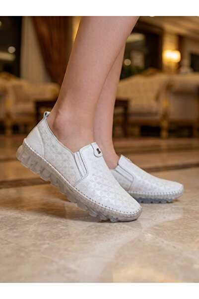 Venüs Women's Genuine Leather Orthopedic Daily White Shoes Vns004