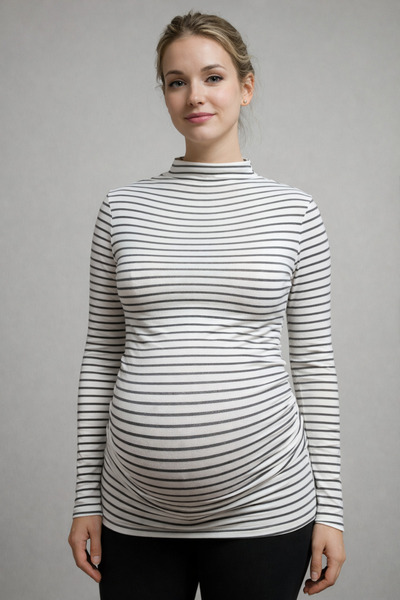 MIRENNA HAMİLE BLUZ ÖNÜ BÜZGÜLÜ LİKRALI MODAL SÜPREM ESNEK VE RAHAT KUMAŞ YAR...