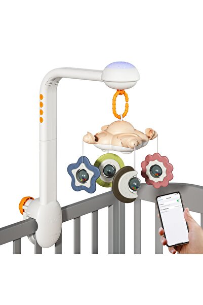 TUMAMA KIDS Carusel Tumama, Bluetooth, Melodii și Proiectii, +0 Luni, Alb/Bej