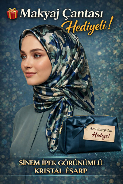 Levidor 90X90 Silk-Look Navy Blue Crystal Scarf – Non-Slip Twill Stylish Design