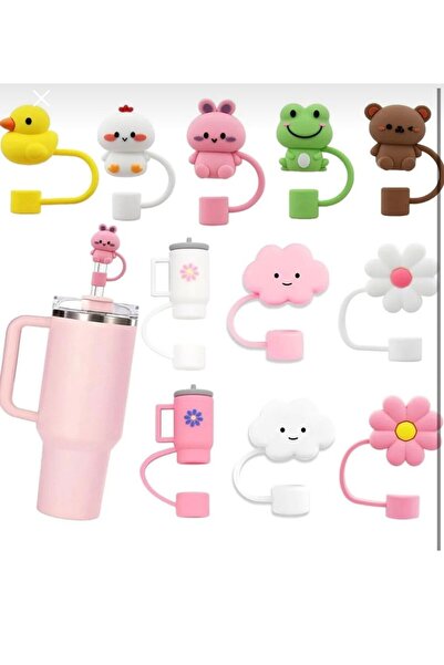 zerzembe 4 Adet Stnly Quencher Için Pipet Kapağı Toz Için Kapak Şekilli Pipet...