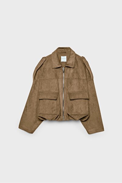 Stradivarius Faux suede bomber jacket