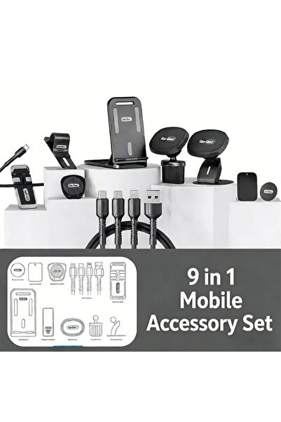 Generic 9-in-1 Car Phone Accessory Set with Magnetic Holder, 3-in-1 Charging ...