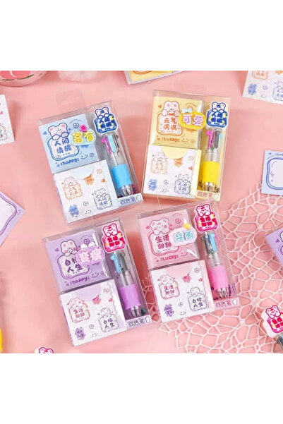 1way Pocket notebook decorated with cartoon characters + pen