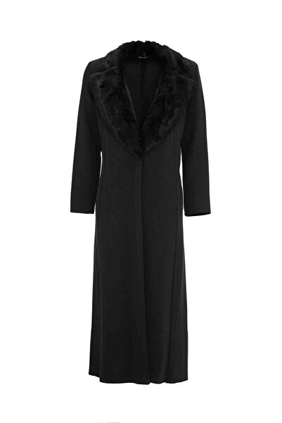 MISS DALIDA T26K-8003 Yakası Kürklü Siyah Ceket