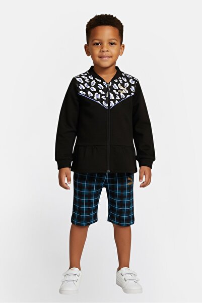 Puma Toddlers Boy 2 Pcs Brand Logo Full Zip Sweatshirt And Pants, Multicolor
