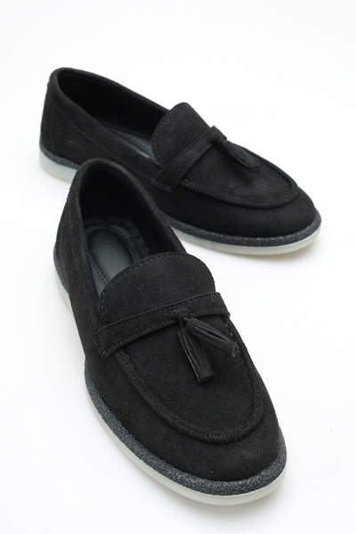 Solo Bag Loafer din piele intoarsa cu ciucuri pentru femei, cu talpa conforta...