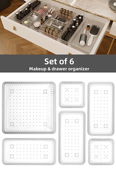 Mowo Home 6-piece Transparent Organizer - Cosmetic Jewelry, Makeup, Closet Or...