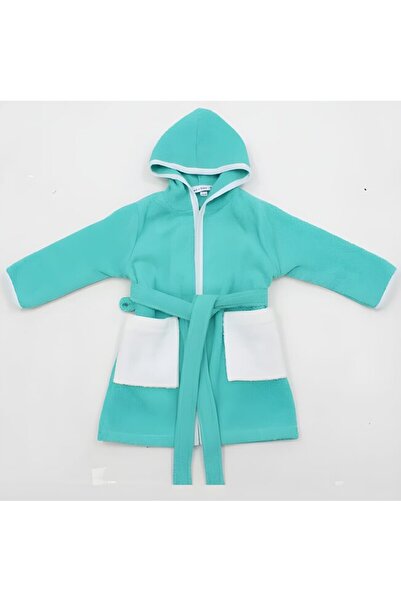 PRICHINDEL Cotton Bathrobe, Prichindel, Green with White