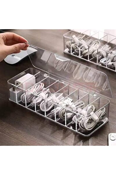 The Bros Cable Management Box, 8-Compartment Cord Organizer with 10 Ties, Tid...