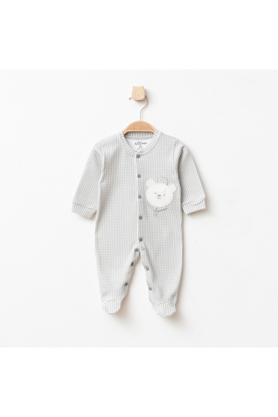 Aziz Bebe Baby Boy Snap Bear Embroidered Booties Jumpsuit 0 Month - 6 Months