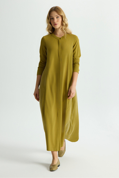 MISS DALIDA Gizli Patlı Düz Renk Triko Kap Amber