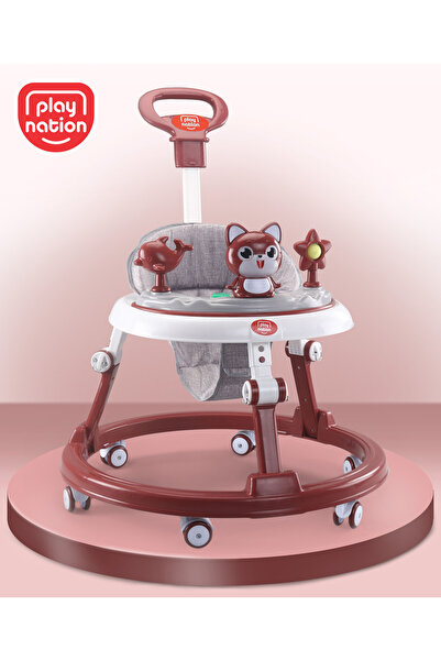 PlayNation مشاية أطفال متعددة الوظائف من بلاي نيشن، بتصميم قطة، مع شريط ألعاب...