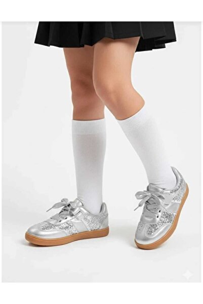 Benittokids Girls' Velcro Bow and Glitter Sports Shoes