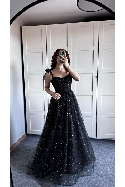 AYŞENUR DİNÇER Simli Siyah Abiye