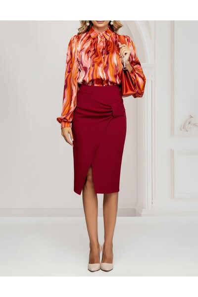 AVARO Fashion AVARO tapered midi skirt with Wrap design and bow detail