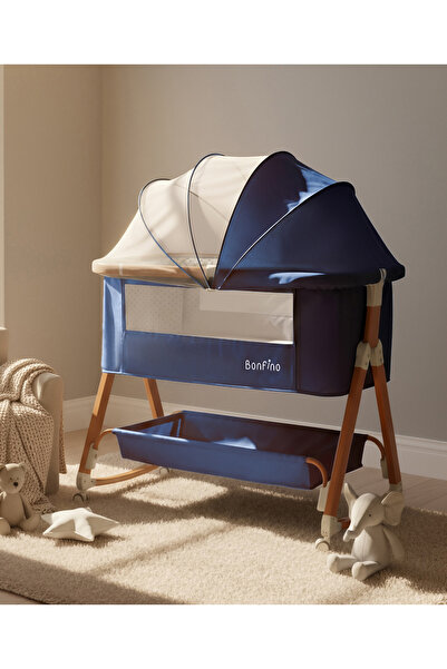 Bonfino Regal Crib & Bedside Bassinet, Bedside Sleeper with Retractable Remov...
