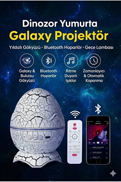 MegaSepet Mey İthalat® Bluetooth Hoparlörlü RGB Gece ası – Dinazor yumurtası ...