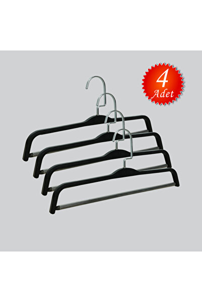 NYN Wooden 8176 Barli Nickel Silver Hook Pants Hanger 4 Pieces