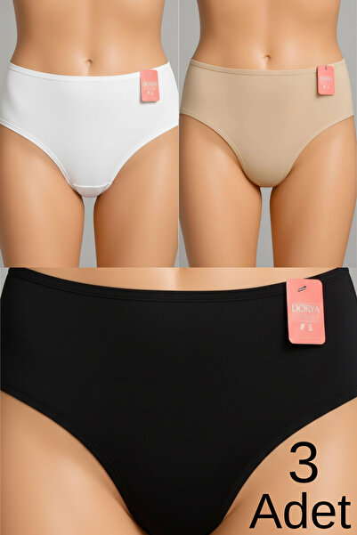 Mifella طقم من 3 قطع سراويل داخلية نسائية مقاس كبير 2870 أسود-أبيض-بني