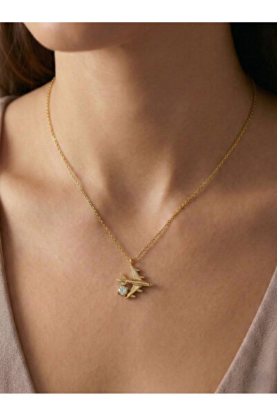 ARGENTAJEW 925 AYAR ZİRKON TAŞLI UÇAK KOLYE