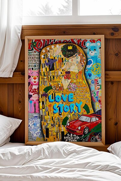 Saturn Gustav Klimt the Kiss Framed Painting Love Story Anniversary or Valent...