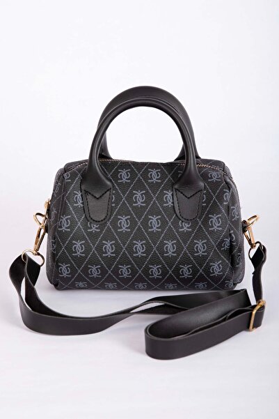 EBRUTESETTÜR Patterned Mini Hand & Shoulder Bag Black