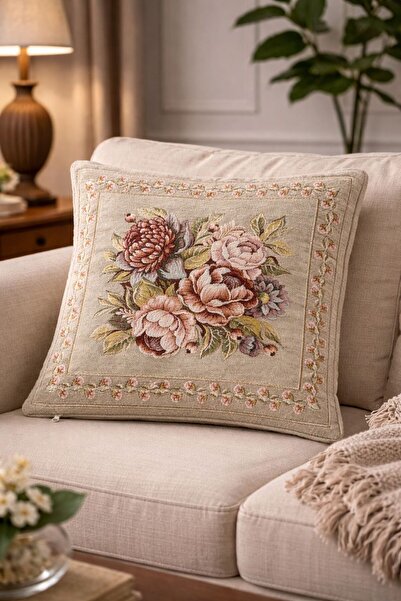 Yeshome Collection غطاء وسادة منسوج من بيلا فلورا مقاس 45x45 سم بنمط ثنائي ال...