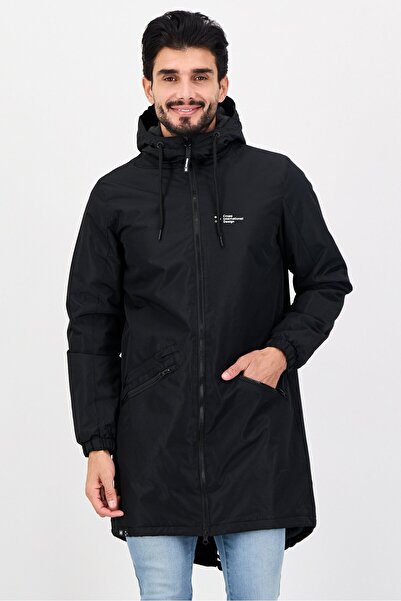 Cropp Men Brand Logo Parka Jacket, Black