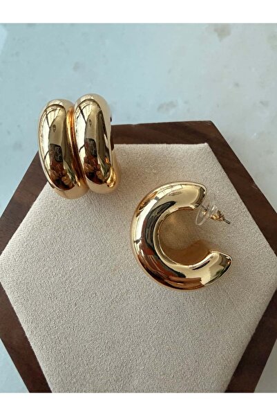 My Joyas Design أقراط ذهبية ذات حلقتين من ماركة مميزة